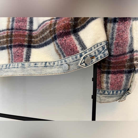 BLANKNYC Blank NYC Denim & Plaid Fleece / Flannel Hooded Jacket Size Large - Picture 7 of 12